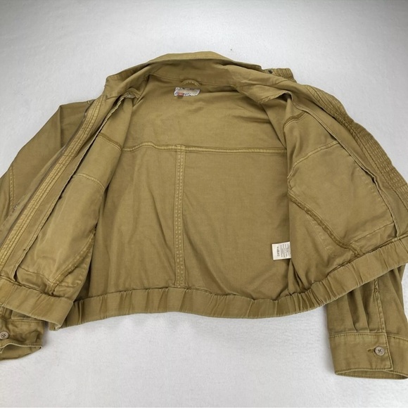 Pilcro Anthropologie Women's Crop Jacket Tan Full Zip Snap Size Large Tactical - Picture 8 of 16